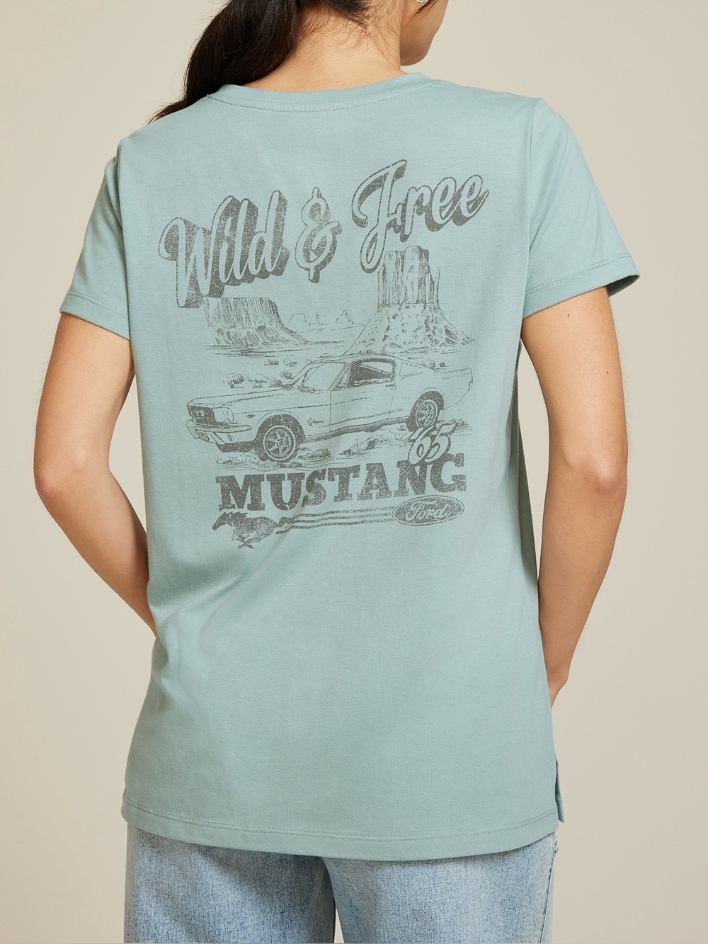 Maurices Mustang Wild & Free Graphic Tee Light Aqua Short Sleeve XXLarge Women’s